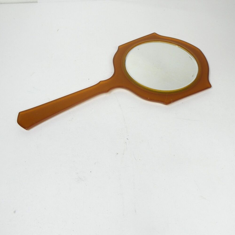 Hand Mirror Bakelite Pyralin Vintage Vanity Yellow Art-Y-Zan Art Deco